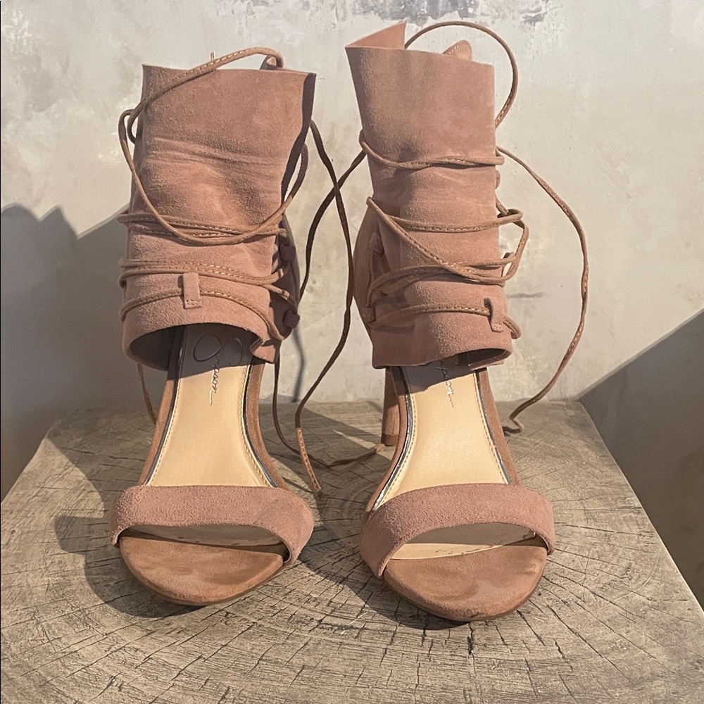 Suede Lace-Up Heels by Jessica Simpson